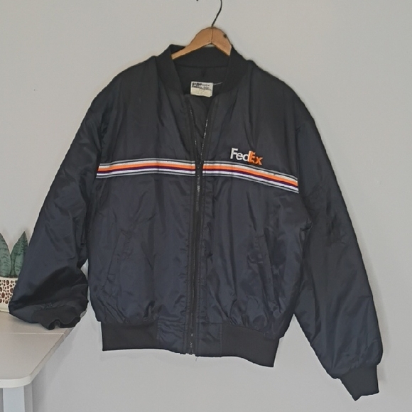 FedEx Other - FedEx Coat Vintage Black Bomber Jacket Uniform Nylon Size L Workwear Streetwear